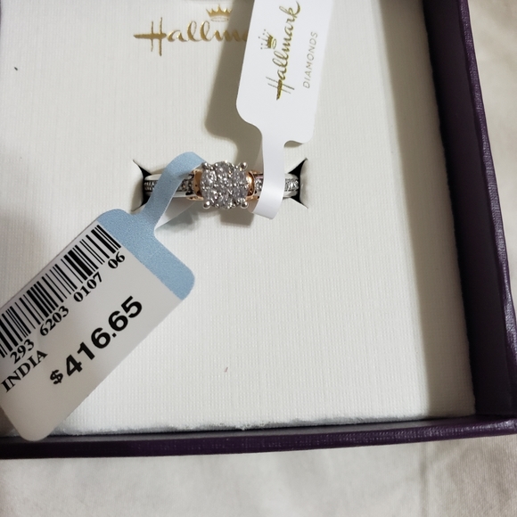 Hallmark Sterling & 10k Rose Gold Diamond Engagement Ring. SZ 7 ❤️ - Picture 4 of 13